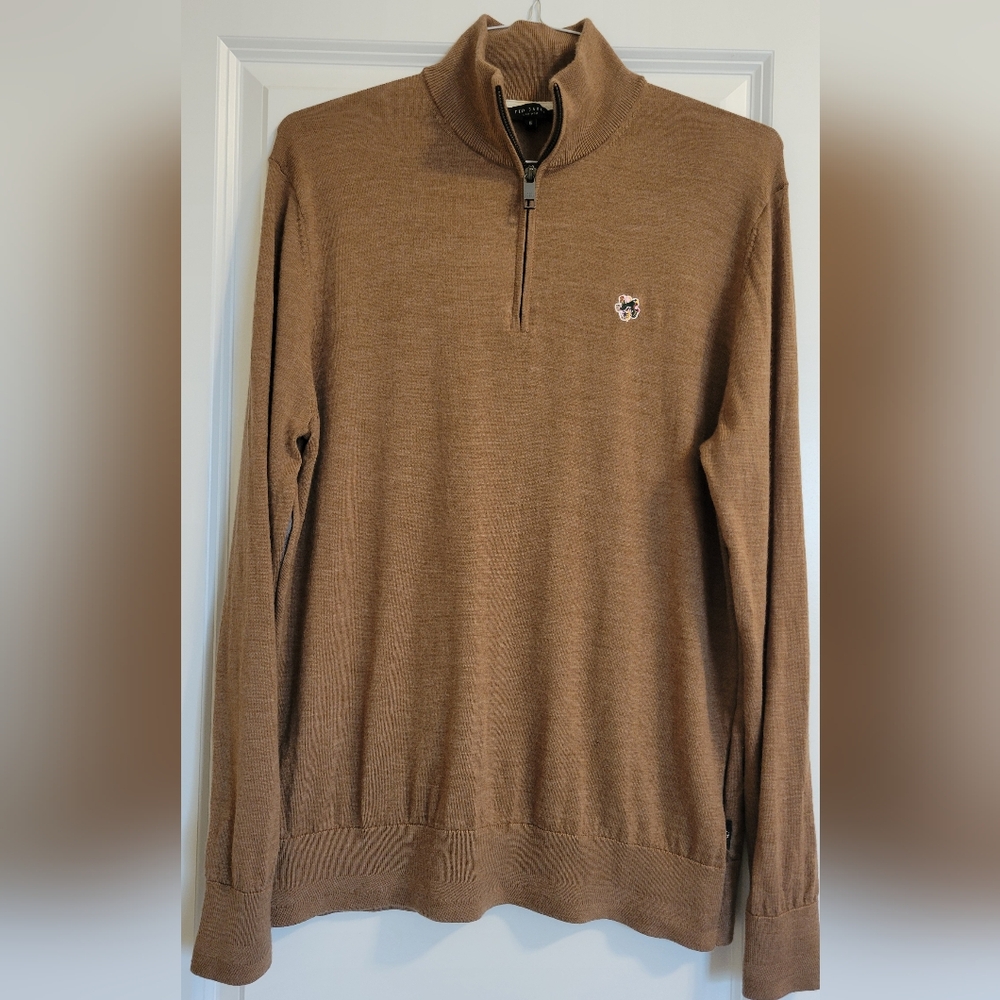 Ted Baker 100% Wool Quarter Zip Sweater - Picture 2 of 8